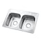 Gourmetier GKTD33227 Drop-in Double Bowl Kitchen Sink, Brushed GKTD33227 - alternate 1